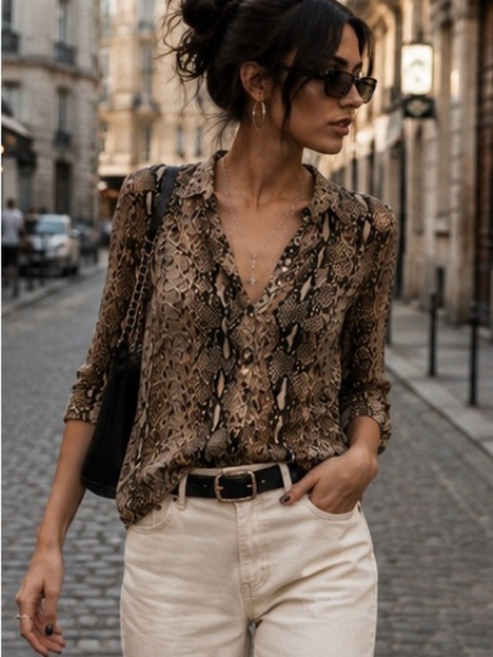 Banana Republic Snakeskin Print Blouse Indie Sleaze XS